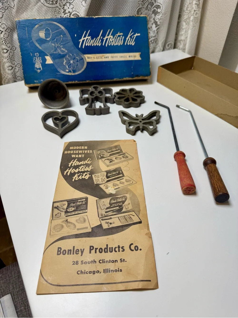 Vintage 1950’s Bonley Products Handi Hostess Kit, Wafflette Cookie Molds